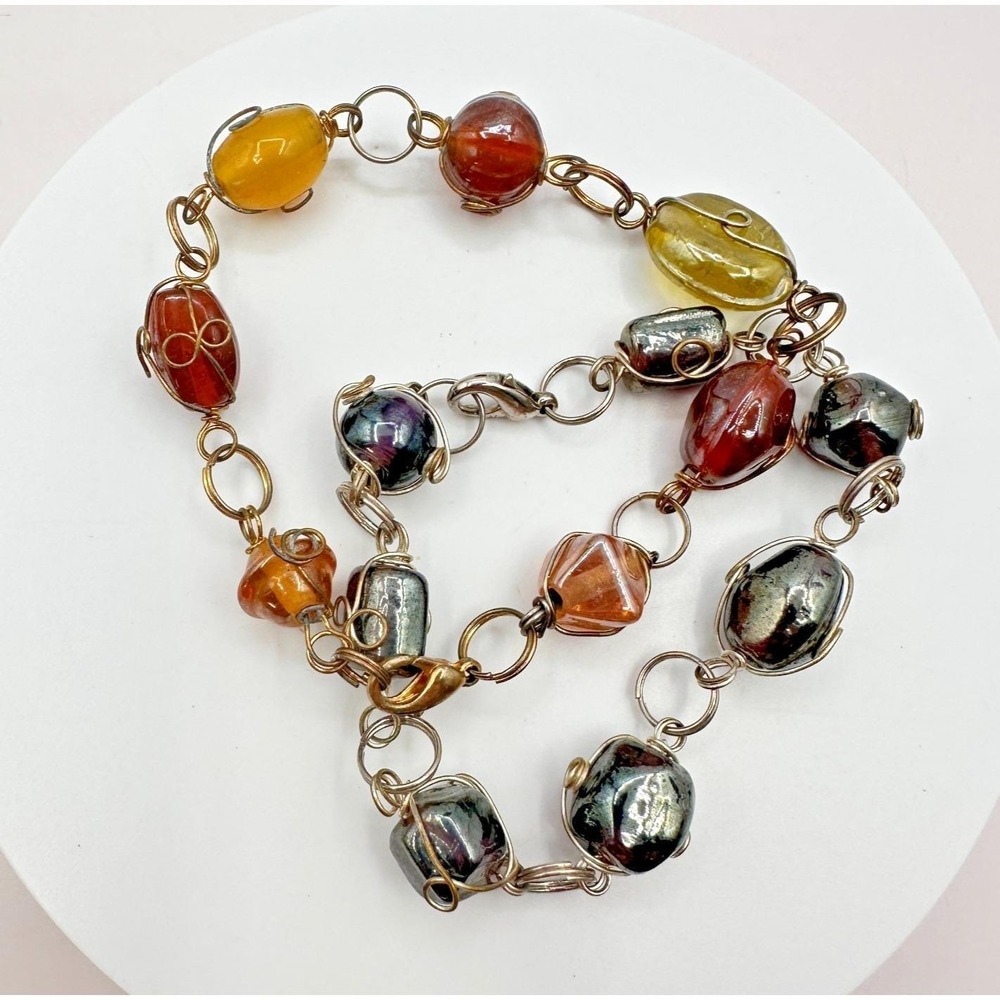 Vintage Y2K Boho Wire Wrapped Beaded Bracelet Set Women's Classic Jewelry
